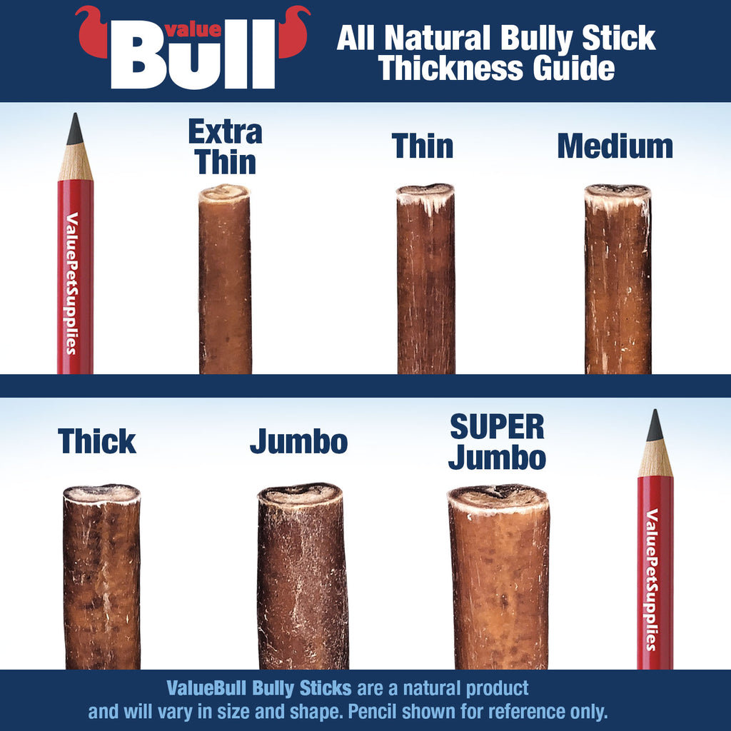 Bully Sticks, Low Odor Premium Dog Chews, Thin 6